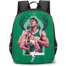 NBA Giannis Antetokounmpo Backpack StudentPack - Giannis Antetokounmpo Celebration On Green Background