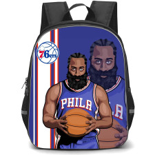 NBA James Harden Backpack StudentPack - James Harden Philadelphia 76ers 1 Holding Ball Vector Illustration