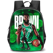 NBA Jaylen Brown Backpack StudentPack - Jaylen Brown Boston Celtics Portrait On Green Leaf Graphic Art