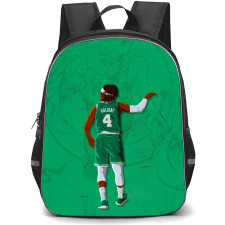 NBA Jrue Holiday Backpack StudentPack - Jrue Holiday Back Portrait Jersey Vector Art On Green Background