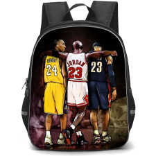 NBA Backpack StudentPack - Jordan Kobe And Lebron Standing Back Watercolor Art Poster