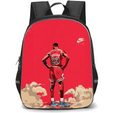 NBA Michael Jordan Backpack StudentPack - Michael Jordan 23 Standing Back On Red Background
