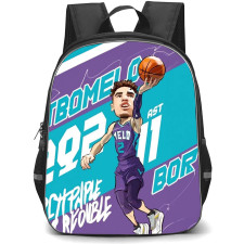 NBA Lamelo Ball Backpack StudentPack - Lamelo Ball Charlotte Hornets 2 Dunking Cartoon Art