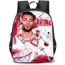 NBA Zach LaVine Backpack StudentPack - Zach LaVine Chicago Bulls 8 Dribbling Red Graphic Art