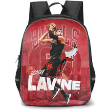 NBA Zach LaVine Backpack StudentPack - Zach LaVine Chicago Bulls 8 Dunking On Red Graphic Art