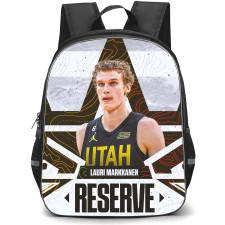 NBA Lauri Markkanen Backpack StudentPack - Lauri Markkanen Utah Jazz Portrait Graphic Art Poster