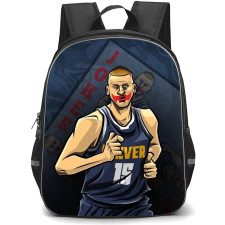 NBA Nikola Jokic Backpack StudentPack - Nikola Jokic Denver Nuggets 15 Joker Cartoon Art Poster