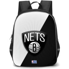 NBA Brooklyn Nets Backpack StudentPack - Team Logo On Black And White Background
