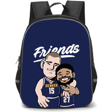 NBA Denver Nuggets Backpack StudentPack - Denver Nuggets Jamal Murry And Nikola Jokic Standing Cartoon Art