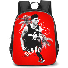 NBA Tyler Herro Backpack StudentPack - Tyler Herro Miami Heat 14 Shouting Grayscale On Red Background