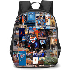 NBA Oklahoma City Thunder Backpack School Bag StudentPack - Oklahoma City Thunder Collage Fan Art Logo in Center