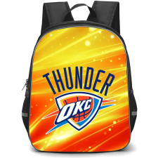 NBA Oklahoma City Thunder Backpack School Bag StudentPack - Oklahoma City Thunder Team Logo with Gold Strips and Red Background