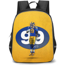 NFL Aaron Donald Backpack StudentPack - Aaron Donald 99 LA Rams Jumping Yellow Background