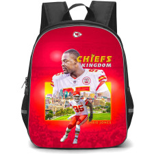 NFL Chris Jones Backpack StudentPack - Chris Jones 95 Kansas City Chiefs Kingdom Red Background