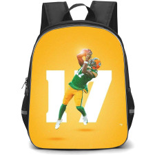 NFL Davante Adams Backpack StudentPack - Davante Adams 17 Green Bay Packers Jump Catch On Orange Background