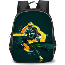 NFL Davante Adams Backpack StudentPack - Davante Adams 17 Green Bay Packers Rushing Play On Green Yellow Graphic