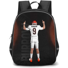 NFL Joe Burrow Backpack StudentPack - Joe Burrow 9 Cincinnati Bengals Standing Back On Dark Background