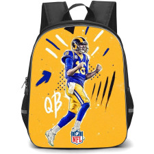 NFL Jared Goff Backpack StudentPack - Jared Goff Shouthing Illustrtaion Art On Yellow Background