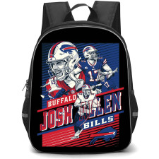 NFL Josh Allen Backpack StudentPack - Josh Allen 17 Buffalo Bills Illustration Art On Black Background