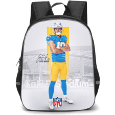 NFL Justin Herbert Backpack StudentPack - Justin Herbert Los Angeles Chargers Standing On Yellow White Poster