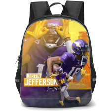 NFL Justin Jefferson Backpack StudentPack - Justin Jefferson 18 Minnesota Vikings Rushing Play Poster