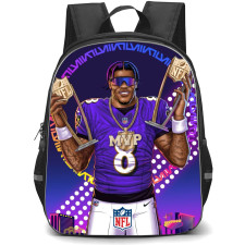 NFL Lamar Jackson Backpack StudentPack - Lamar Jackson Baltimore Ravens MVP Cartoon Art Poster