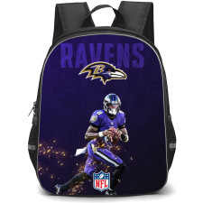 NFL Lamar Jackson Backpack StudentPack - Lamar Jackson Baltimore Ravens Running On Dark Purple Background