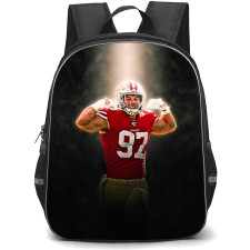 NFL Nick Bosa Backpack StudentPack - Nick Bosa 97 San Francisco 49ers Celebration Portrait On Dark Background