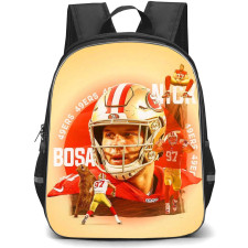 NFL Nick Bosa Backpack StudentPack - Nick Bosa 97 San Francisco 49ers Portrait On Beige Background