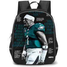 NFL Super Bowl 2025 Jalen Hurts Backpack StudentPack - Super Bowl 2025 Jalen Hurts Motto Wall On Black Background