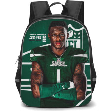 NFL Sauce Gardner Backpack StudentPack - Sauce Gardner 12 New York Jets Portrait On Green Background