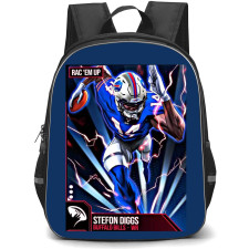 NFL Stefon Diggs Backpack StudentPack - Stefon Diggs 14 Buffalo Bills Illustration Art On Blue Background