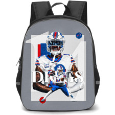 NFL Stefon Diggs Backpack StudentPack - Stefon Diggs 14 Buffalo Bills Poster On Gray Background