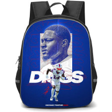 NFL Stefon Diggs Backpack StudentPack - Stefon Diggs 14 Buffalo Bills Side Portrait On Blue Background