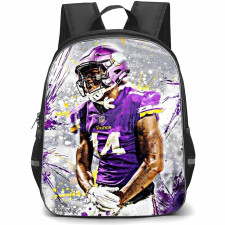 NFL Stefon Diggs Backpack StudentPack - Stefon Diggs 14 Minnesota Vikings Side Portrait Graphic Art