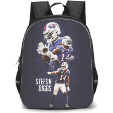NFL Stefon Diggs Backpack StudentPack - Stefon Diggs 14 Buffalo Bills Standing Blue Background