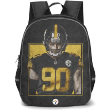 NFL T.J. Watt Backpack StudentPack - T.J. Watt 90 Pittsburgh Steelers Portrait On Dark Background
