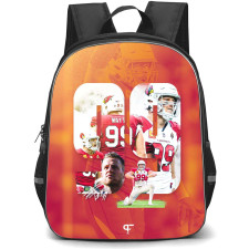NFL T.J. Watt Backpack StudentPack - T.J. Watt 90 Pittsburgh Steelers Portrait On Jersey Number Red Background
