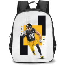 NFL T.J. Watt Backpack StudentPack - T.J. Watt 90 Pittsburgh Steelers Running On Yellow Black Background