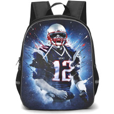 NFL Tom Brady Backpack StudentPack - Tom Brady 12 Tampa Bay Buccaneers GOAT Roaring On Blue Background