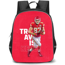 NFL Travis Kelce Backpack StudentPack - Travis Kelce 87 Kansas City Chiefs Running On Red Background