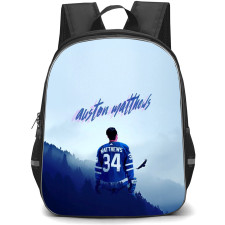 NHL Auston Matthews Backpack School Bag StudentPack - Auston Matthews 34 Toronto Maple Leafs Standing Back Minimal Illustration Art Poster