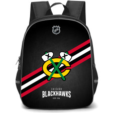 NHL Chicago Blackhawks Backpack StudentPack - Team Logo Stripe On Black Background