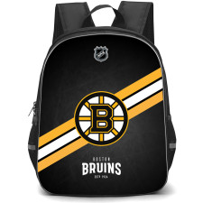 NHL Boston Bruins Backpack StudentPack - Team Logo Stripe On Black Background