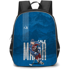 NHL Cale Makar Backpack School Bag StudentPack - Cale Makar Colorado Avalanche On Rocky Mountains Text Background Poster
