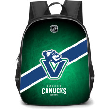 NHL Vancouver Canucks Backpack StudentPack - Team Logo Stripe On Green Background