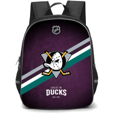 NHL Anaheim Ducks Backpack StudentPack - Team 1993 Logo Stripe On Violet Background