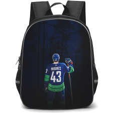 NHL Quinn Hughes Backpack School Bag StudentPack - Quinn Hughes 43 Vancouver Canucks Forest Night Hockey Theme Poster