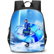 NHL Quinn Hughes Backpack School Bag StudentPack - Quinn Hughes Vancouver Canucks Blue Aura Poster