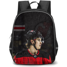 NHL Jack Hughes Backpack School Bag StudentPack - Jack Hughes New Jersey Devils Cinematic Side Portrait Poster